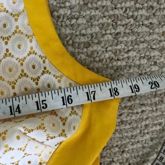 London Style Collection yellow and white mod fit and flair dress 12 - Picture 8 of 14